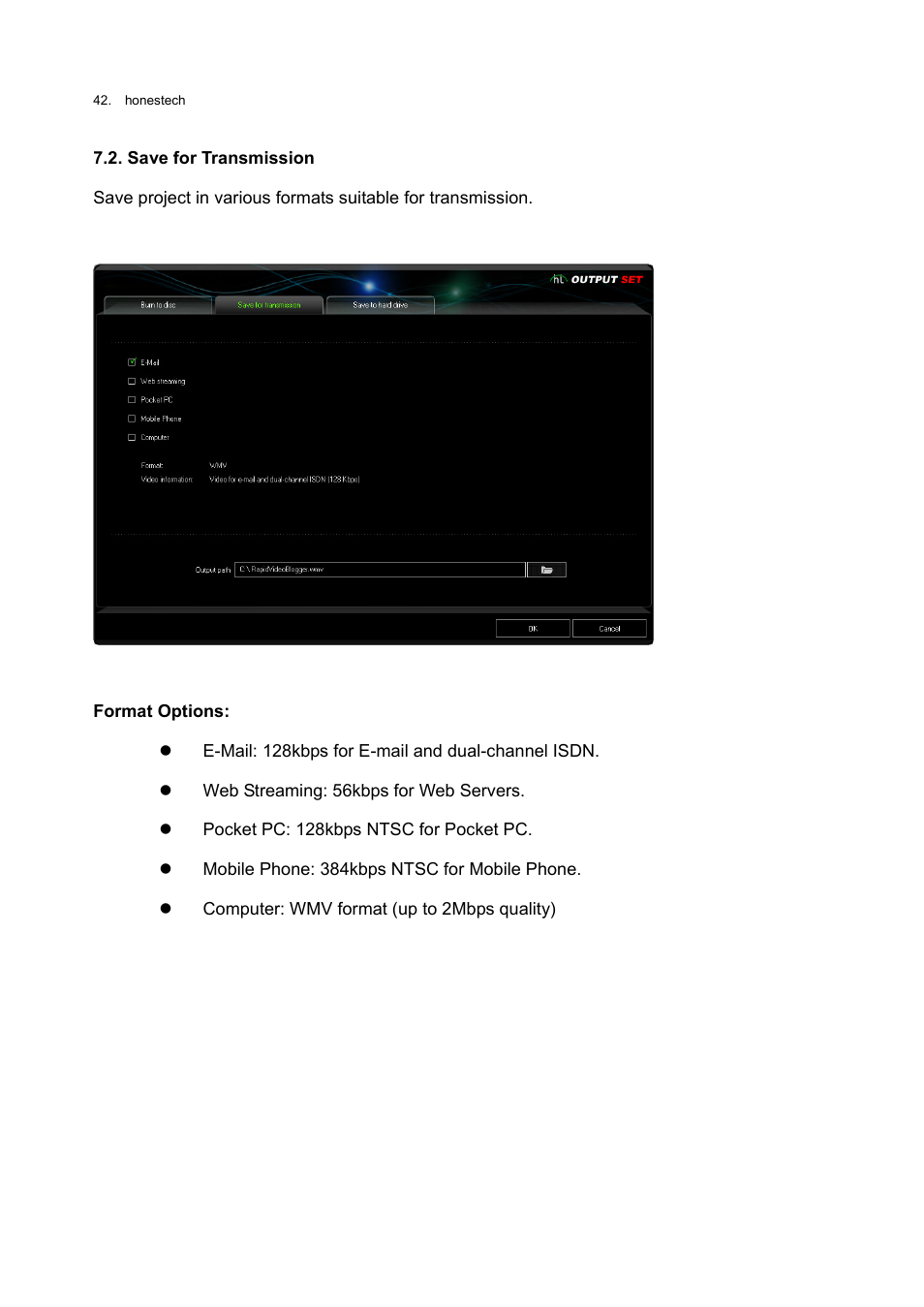 Save for transmission | Honestech Rapid Video Blogger User Manual | Page 42 / 61