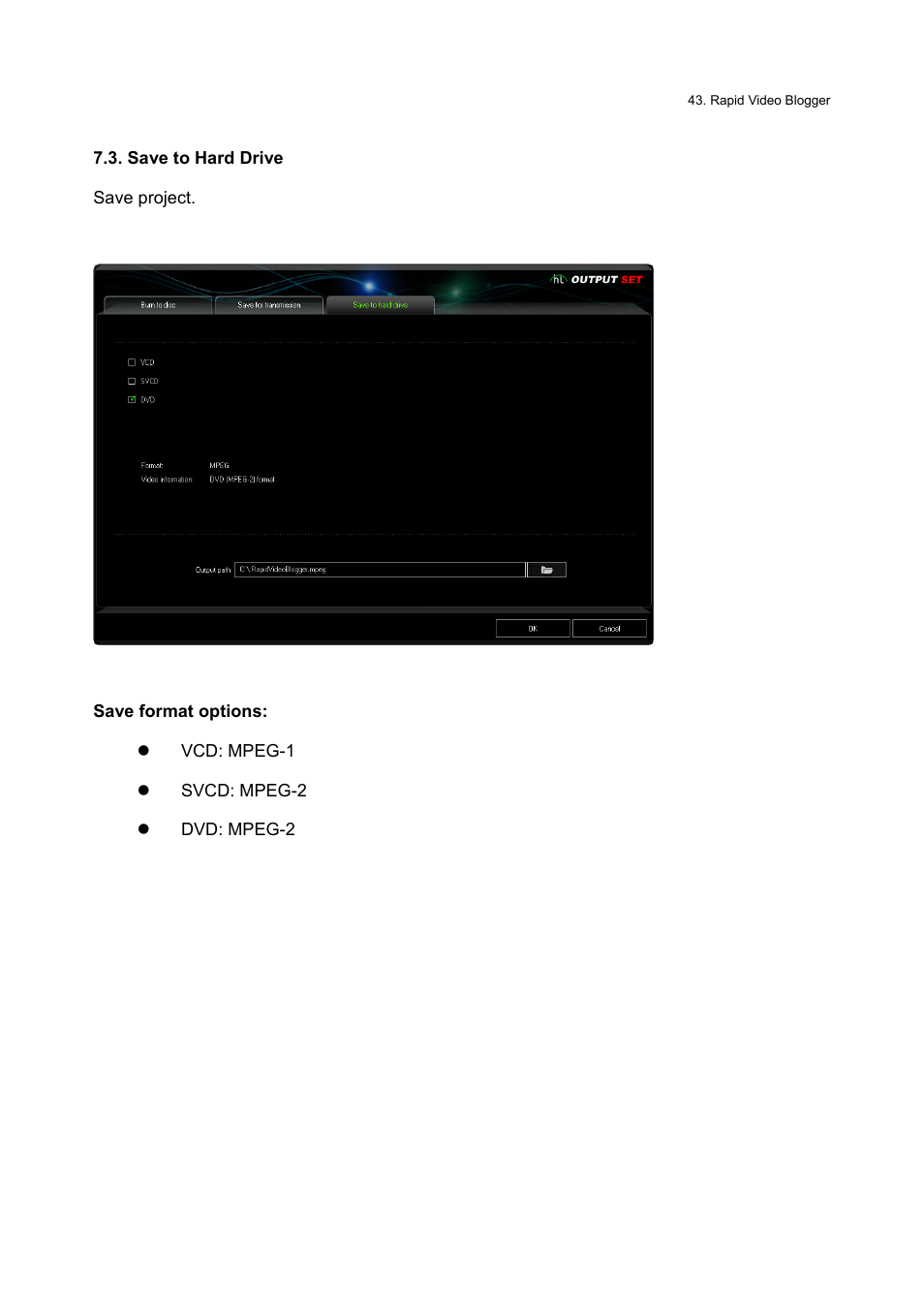 Save to hard drive | Honestech Rapid Video Blogger User Manual | Page 43 / 61