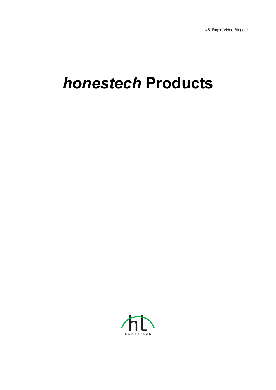 Honestech products | Honestech Rapid Video Blogger User Manual | Page 45 / 61