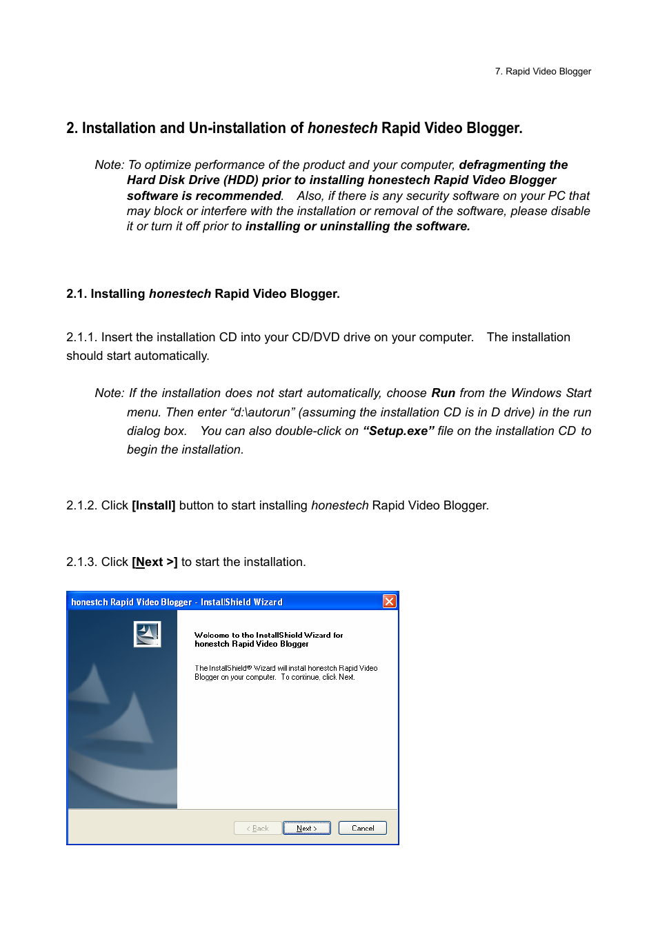 Installing honestech rapid video blogger | Honestech Rapid Video Blogger User Manual | Page 7 / 61