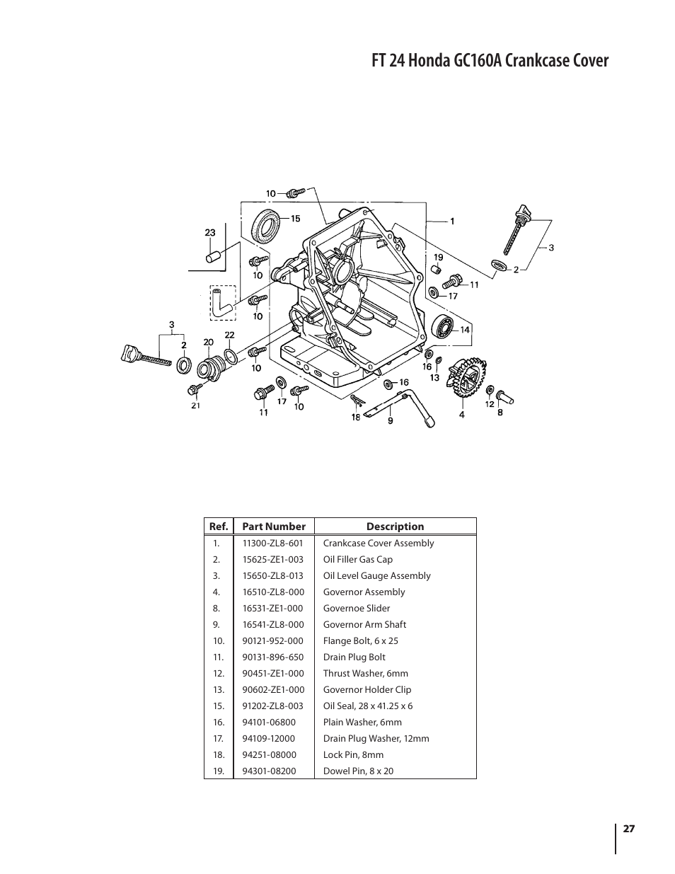 Crankcase cover | Cub Cadet FT 24 User Manual | Page 27 / 40