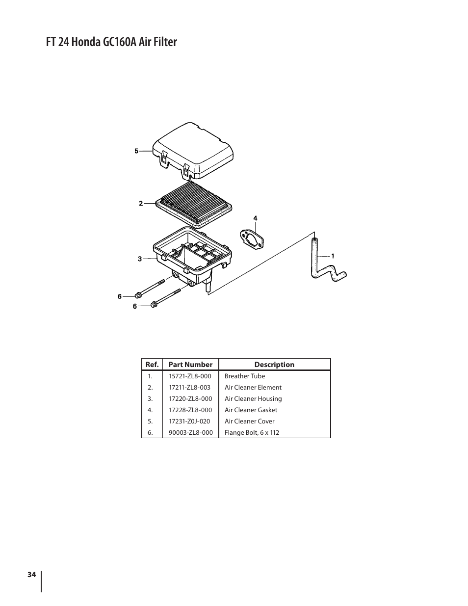 Air cleaner (1) | Cub Cadet FT 24 User Manual | Page 34 / 40