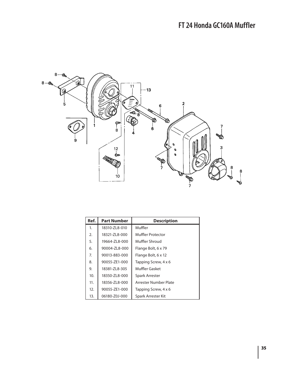 Muffler | Cub Cadet FT 24 User Manual | Page 35 / 40