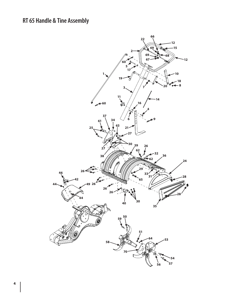 Rt 65 handle & tine assembly | Cub Cadet FT 24 User Manual | Page 4 / 40