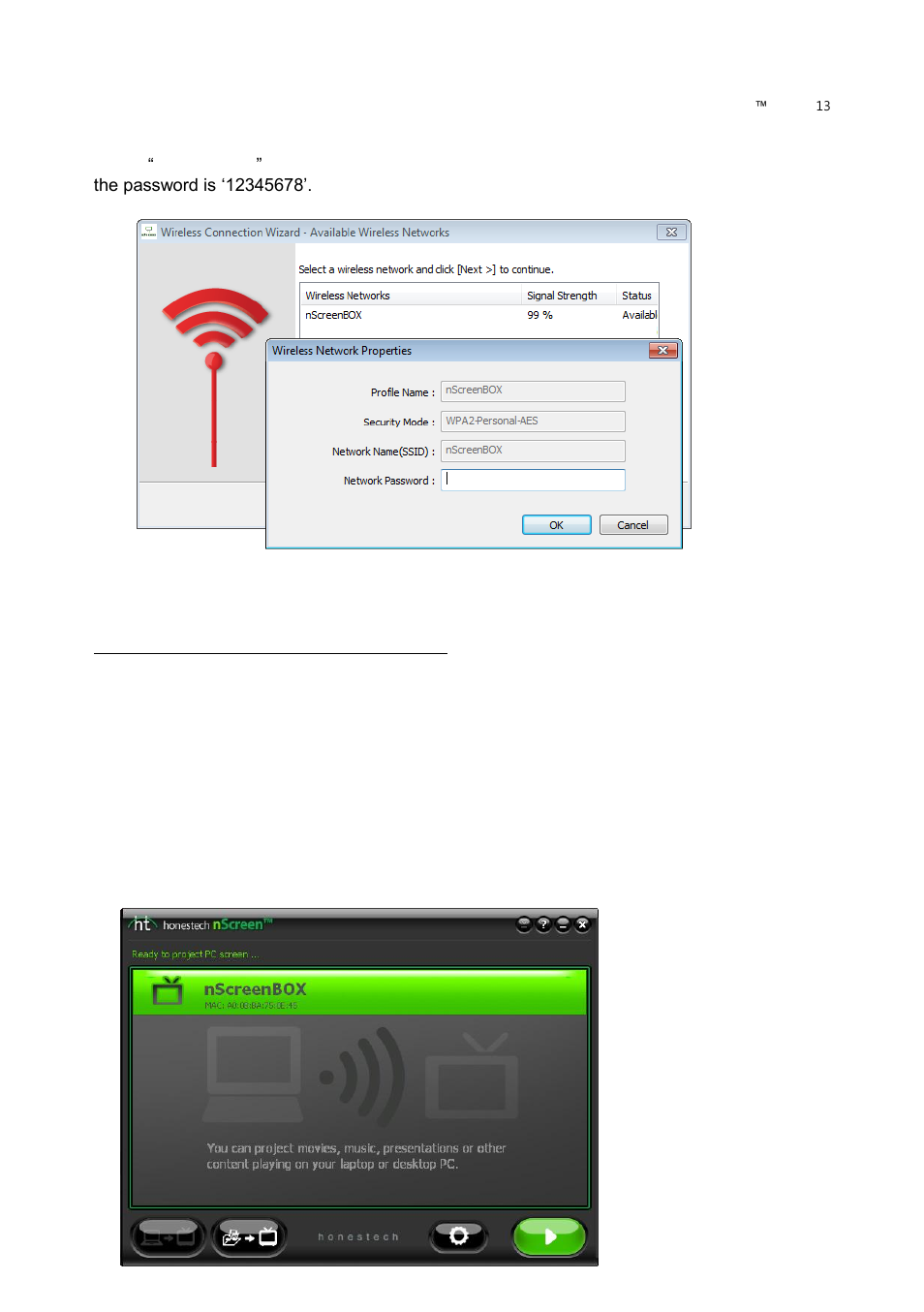 Projection mode | Honestech nScreen Deluxe User Manual | Page 13 / 43