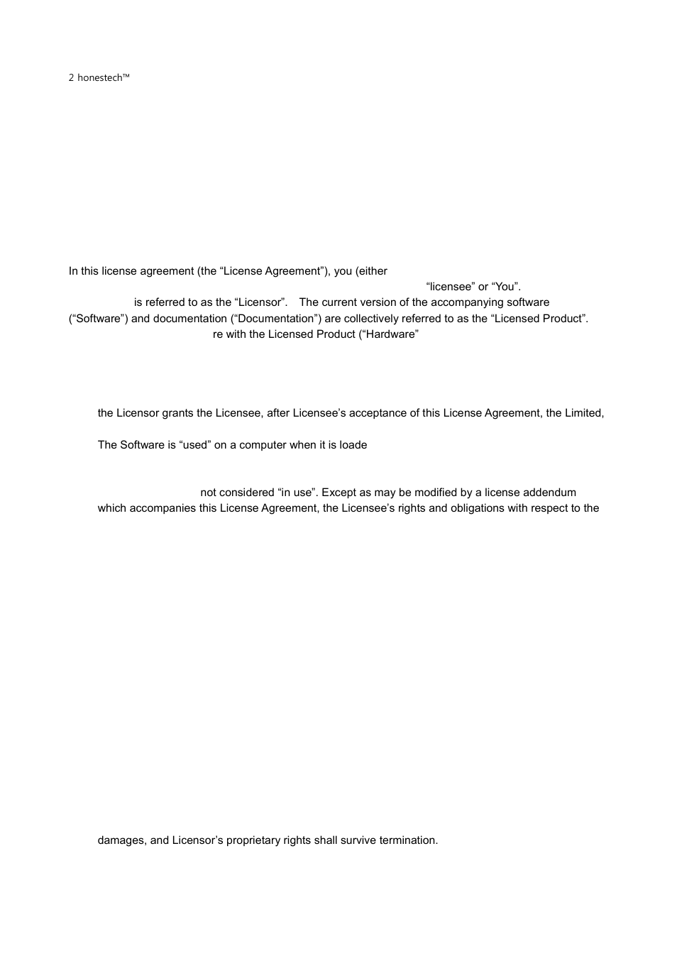 End user license agreement | Honestech nScreen Deluxe User Manual | Page 2 / 43