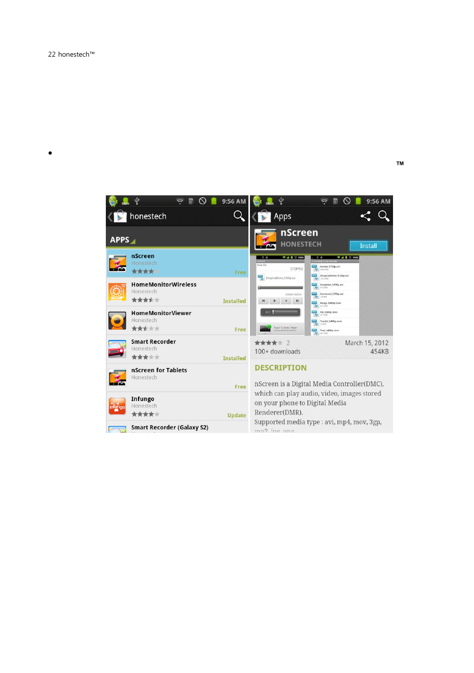 Using nscreen on android phones/devices, Using nscreen on iphone/ipad | Honestech nScreen Deluxe User Manual | Page 22 / 43