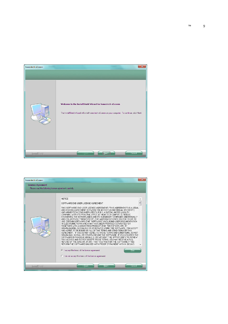 Software installation | Honestech nScreen Deluxe User Manual | Page 9 / 43