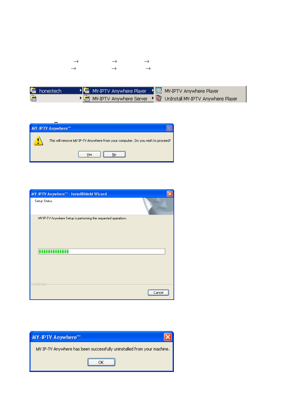 Uninstall my-iptv anywhere | Honestech MY-IPTV&CAM Anywhere User Manual | Page 58 / 60