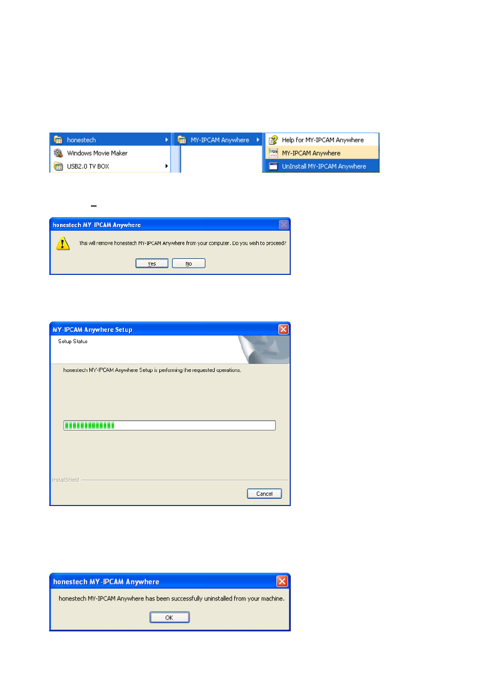 Uninstall my-ipcam anywhere | Honestech MY-IPTV&CAM Anywhere User Manual | Page 59 / 60