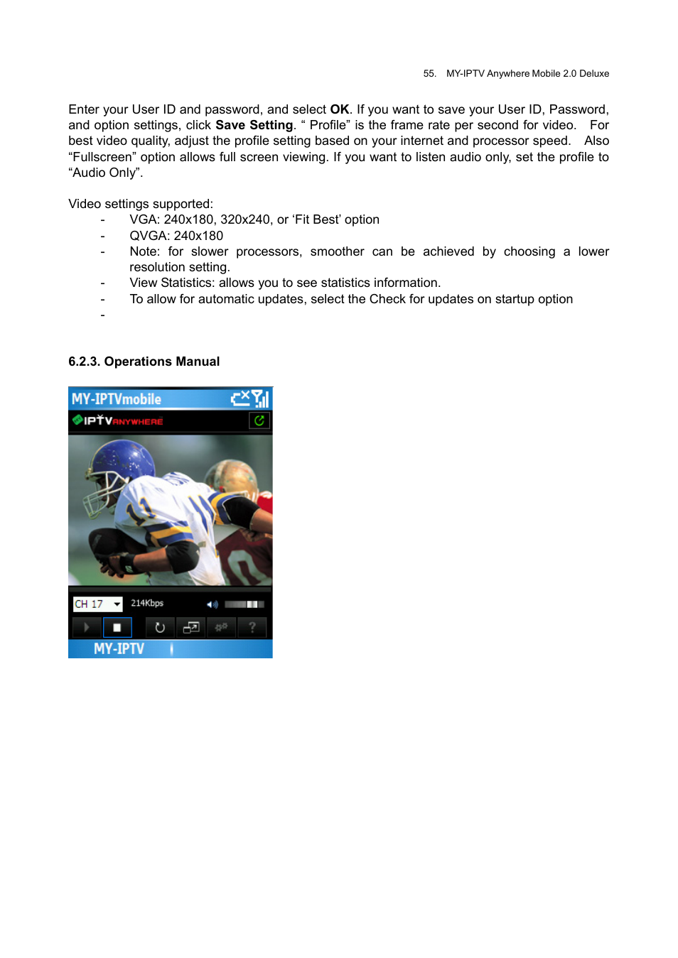 Operations manual | Honestech MY-IPTV Anywhere Mobile 2.0 Deluxe User Manual | Page 55 / 78
