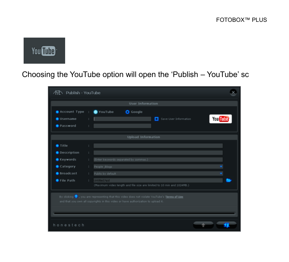 Youtube | Honestech FOTOBOX Plus User Manual | Page 125 / 138