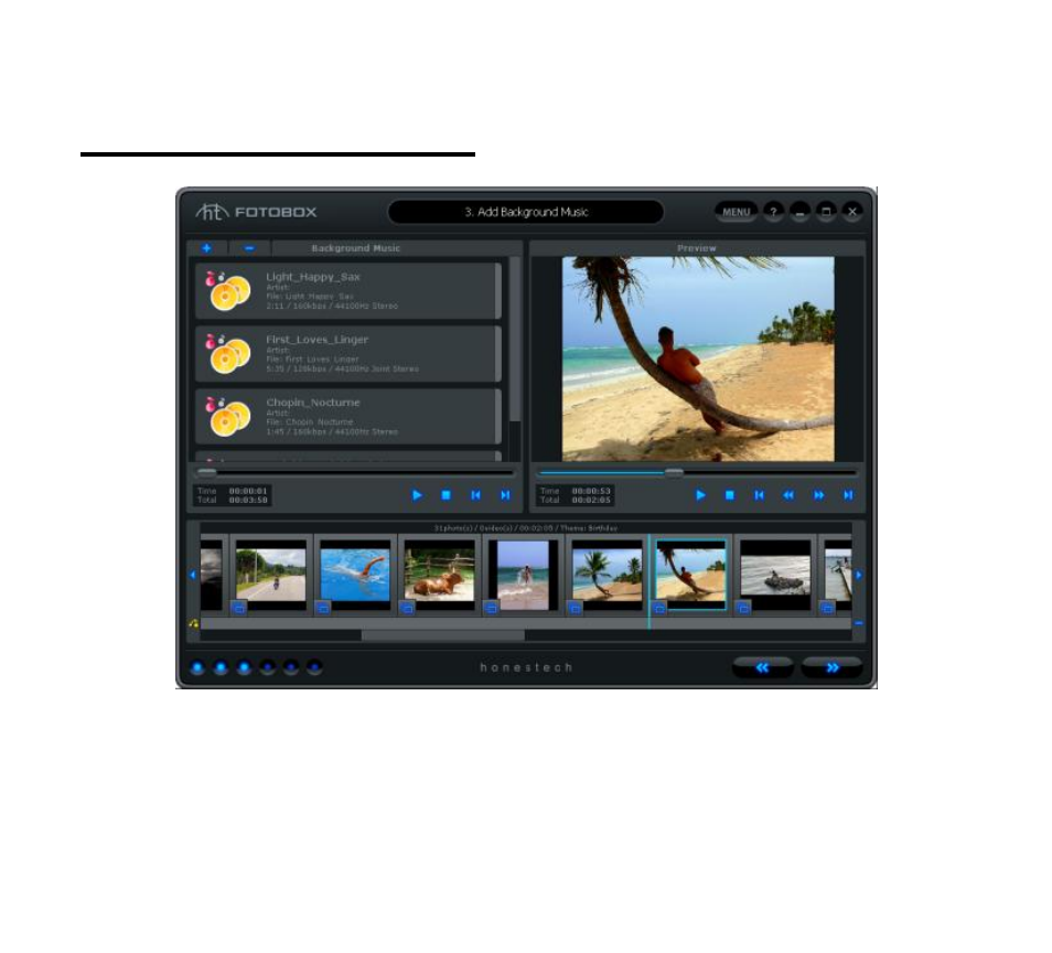 Add background music | Honestech FOTOBOX Plus User Manual | Page 84 / 138