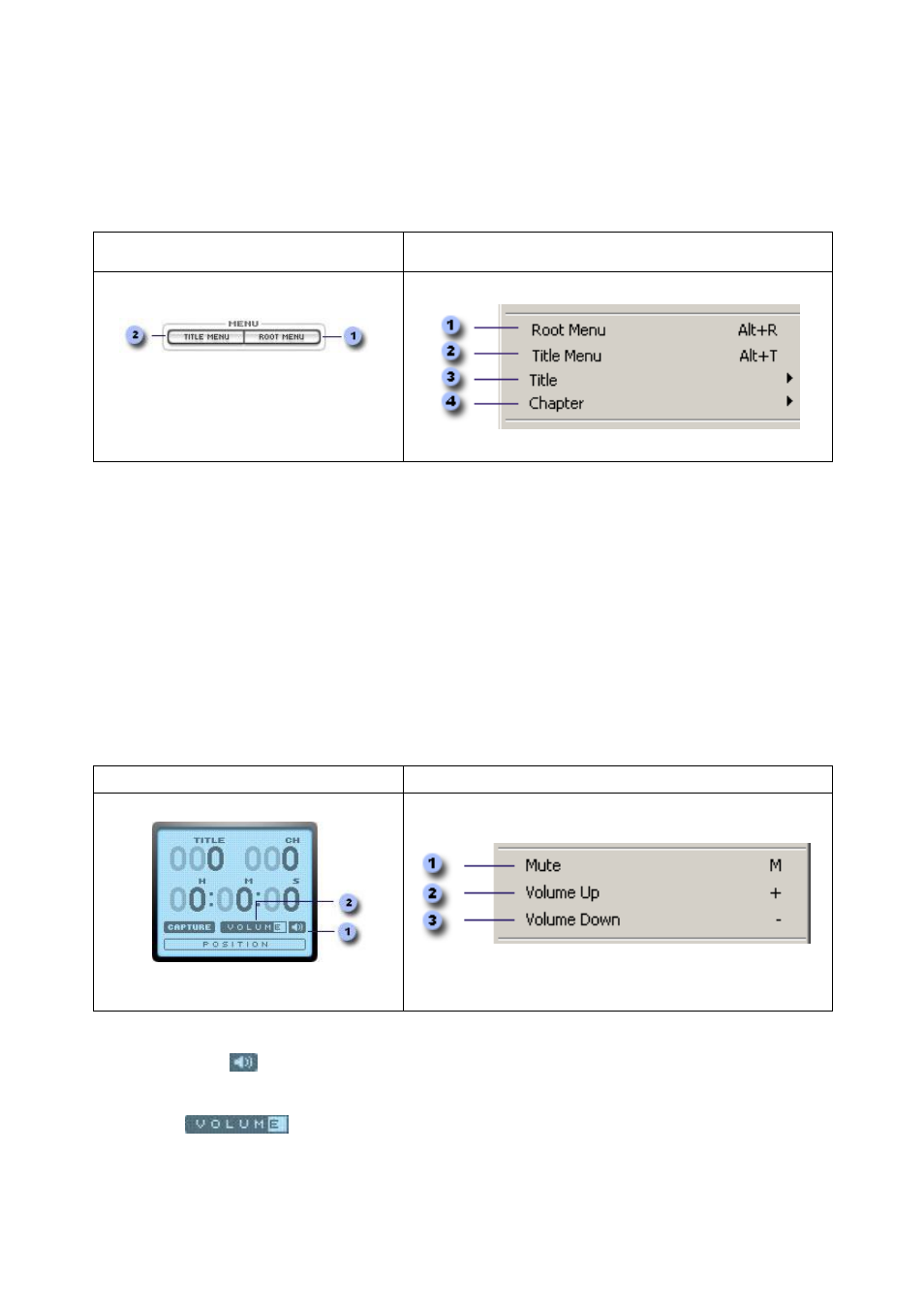 Menu, Volume | Honestech DVD Player 3.0 User Manual | Page 19 / 48