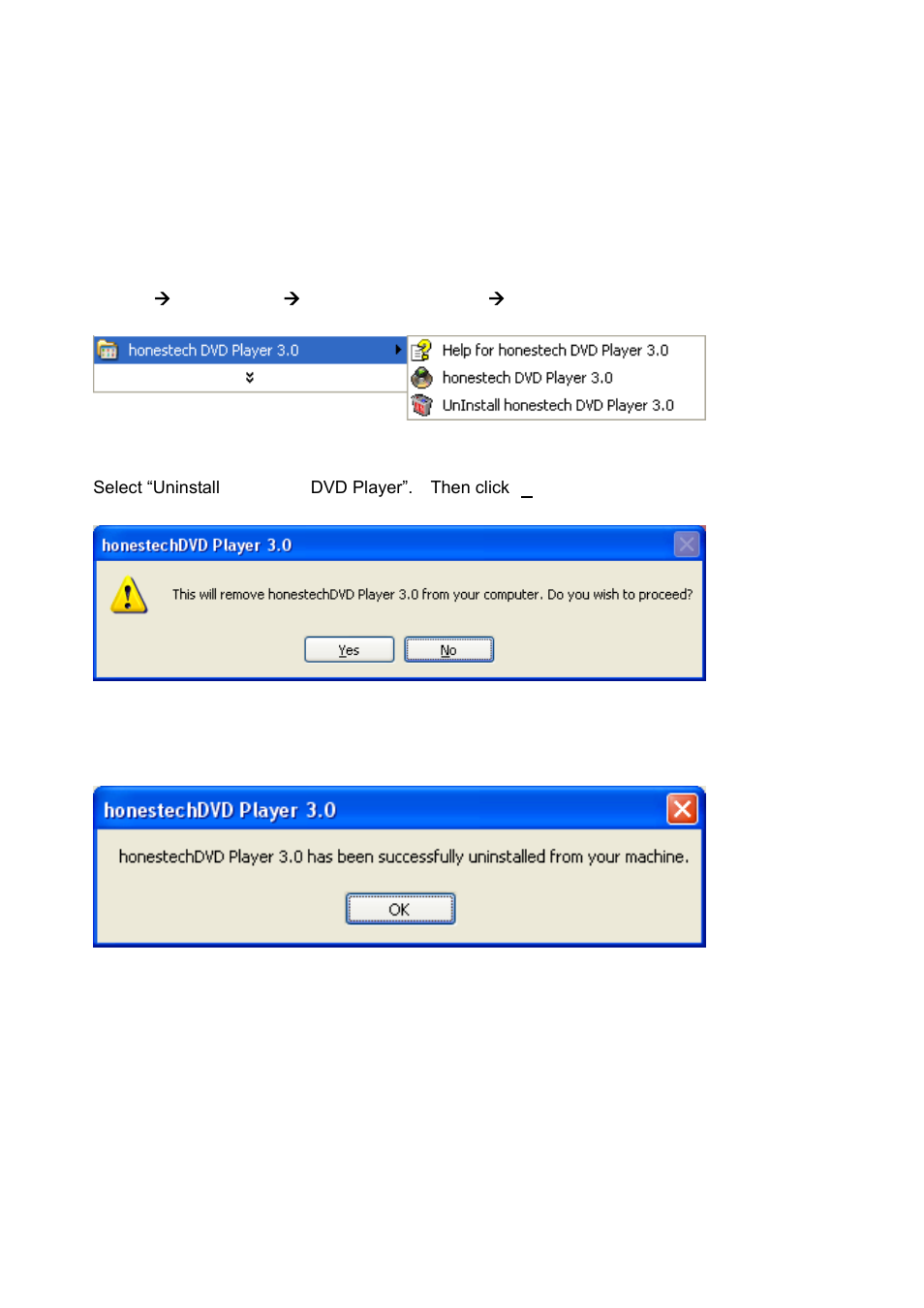 Uninstall honestech dvd player | Honestech DVD Player 3.0 User Manual | Page 31 / 48