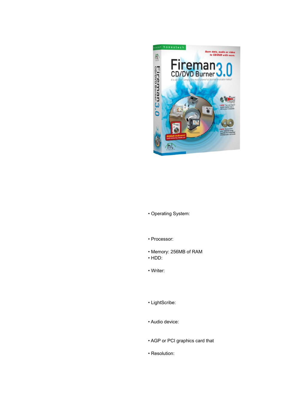 Fireman cd/dvd burner 3.0, Honestech | Honestech DVD Player 3.0 User Manual | Page 35 / 48