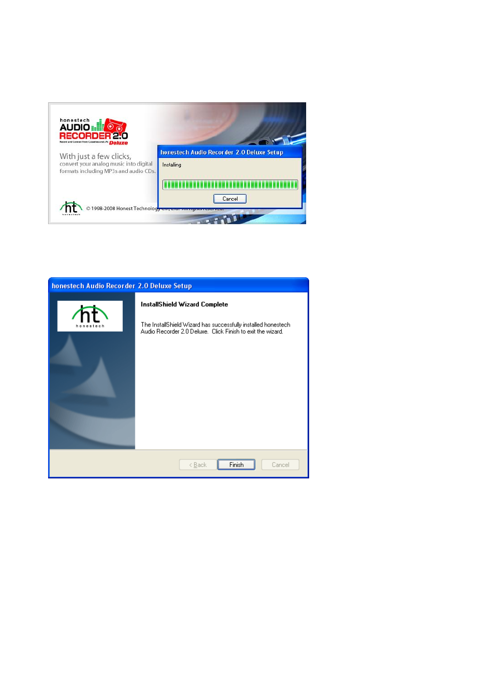 Click on [finish] to complete the installation | Honestech Audio Recorder 2.0 Deluxe User Manual | Page 10 / 49