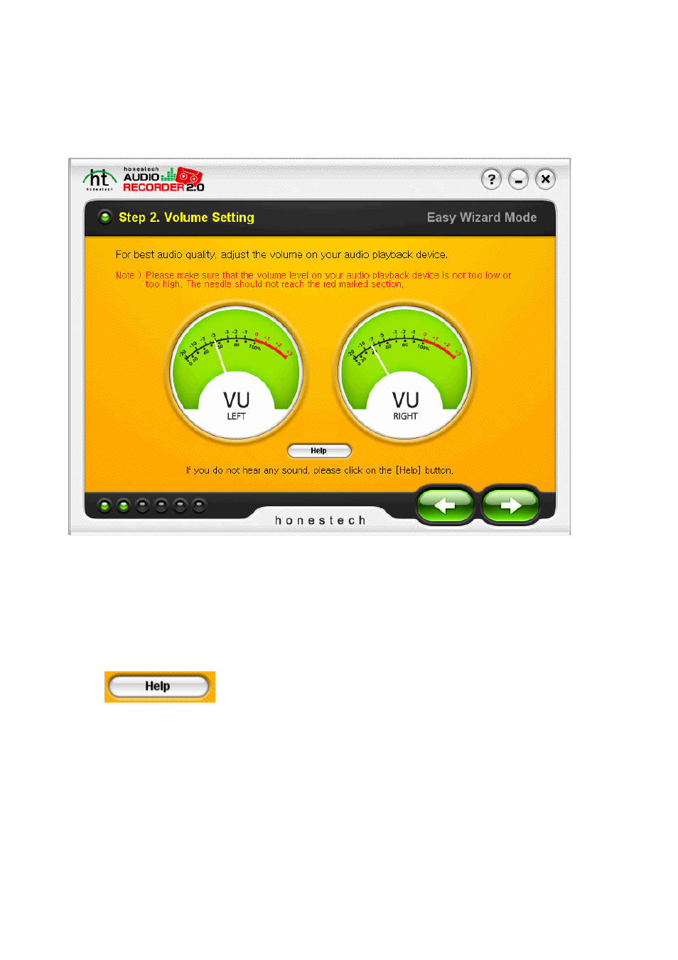 Step 2. volume setting | Honestech Audio Recorder 2.0 Deluxe User Manual | Page 13 / 49