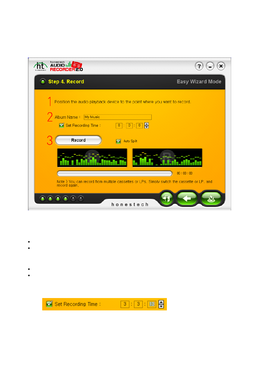 Step 4. record | Honestech Audio Recorder 2.0 Deluxe User Manual | Page 16 / 49