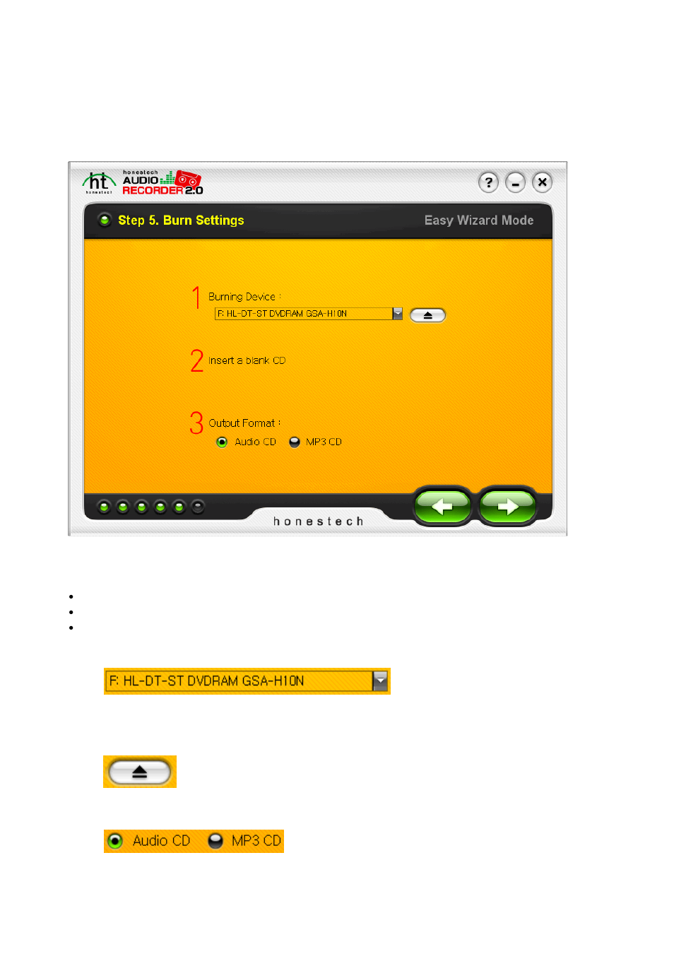 Step 5. burn settings | Honestech Audio Recorder 2.0 Deluxe User Manual | Page 18 / 49