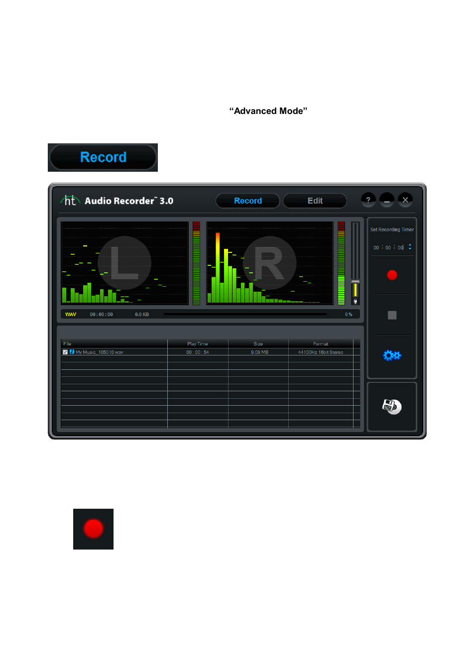 Advanced mode | Honestech Audio Recorder 3.0 Plus User Manual | Page 24 / 43