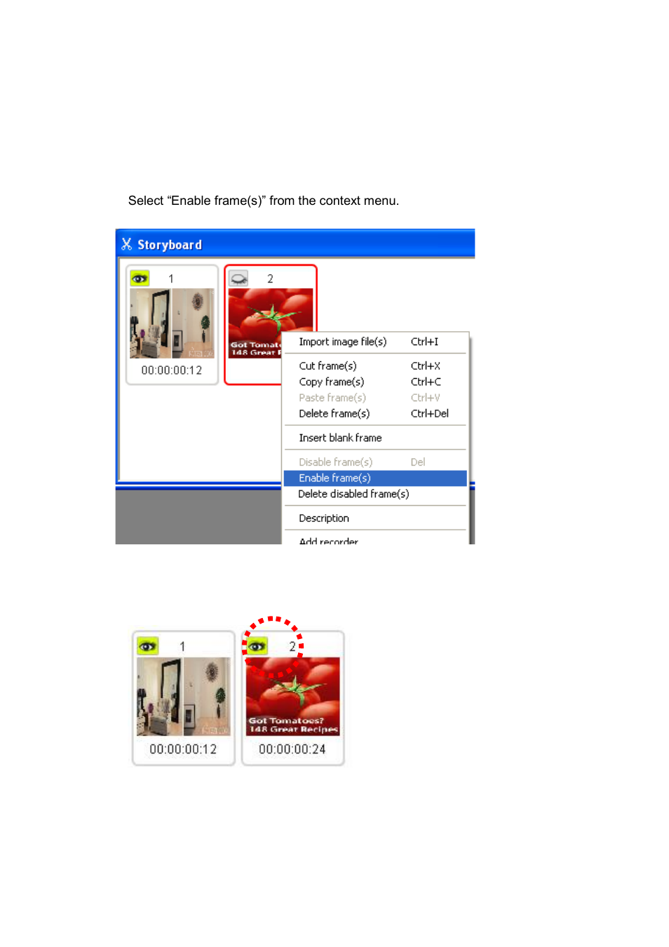 Enable frame(s) | Honestech Claymation Studio User Manual | Page 26 / 64