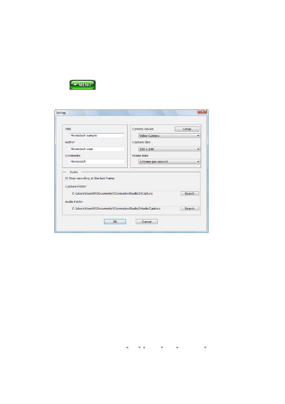 Capture, Select camera device | Honestech Claymation Studio 2.0 User Manual | Page 19 / 56