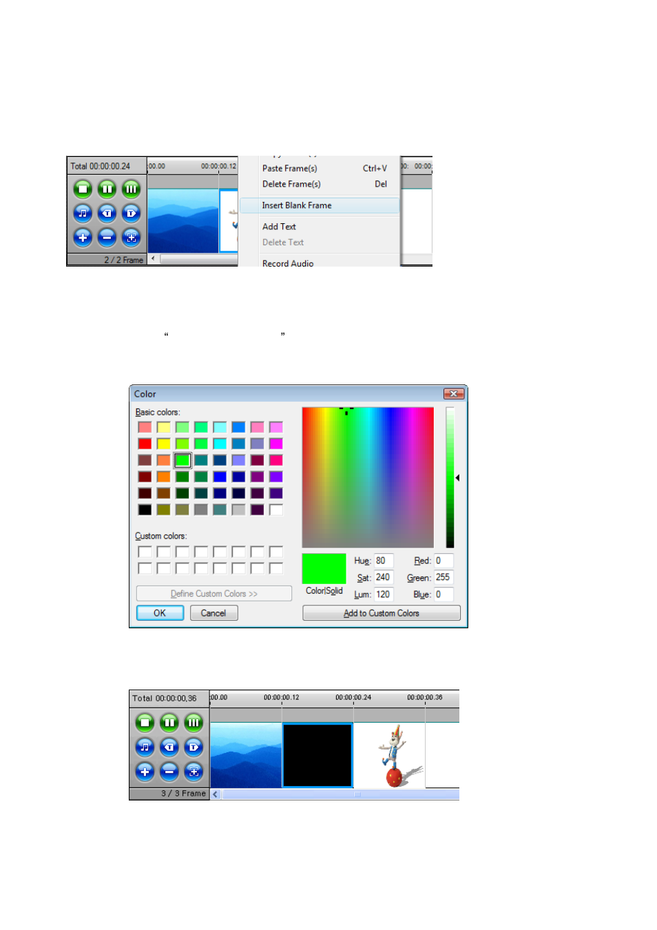 Insert blank frame(s) | Honestech Claymation Studio 2.0 User Manual | Page 32 / 56