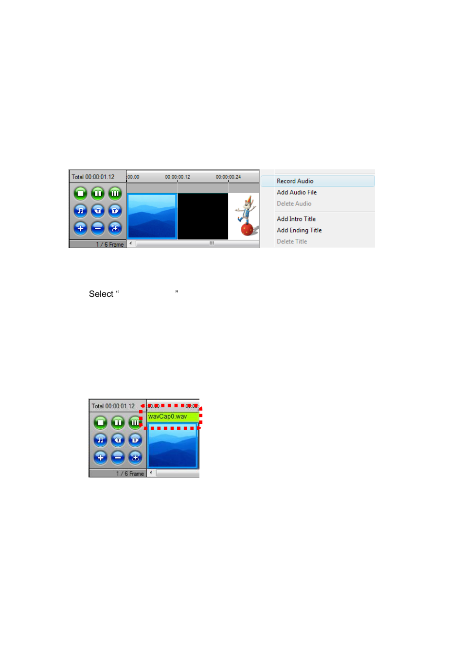 Audio recording, Record audio | Honestech Claymation Studio 2.0 User Manual | Page 34 / 56