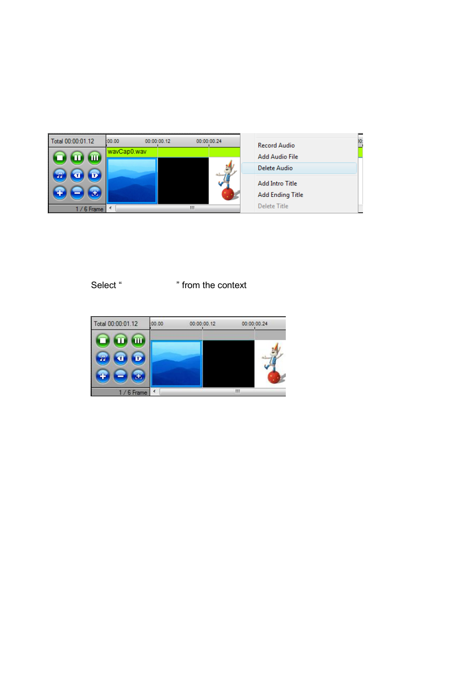 Delete audio | Honestech Claymation Studio 2.0 User Manual | Page 35 / 56