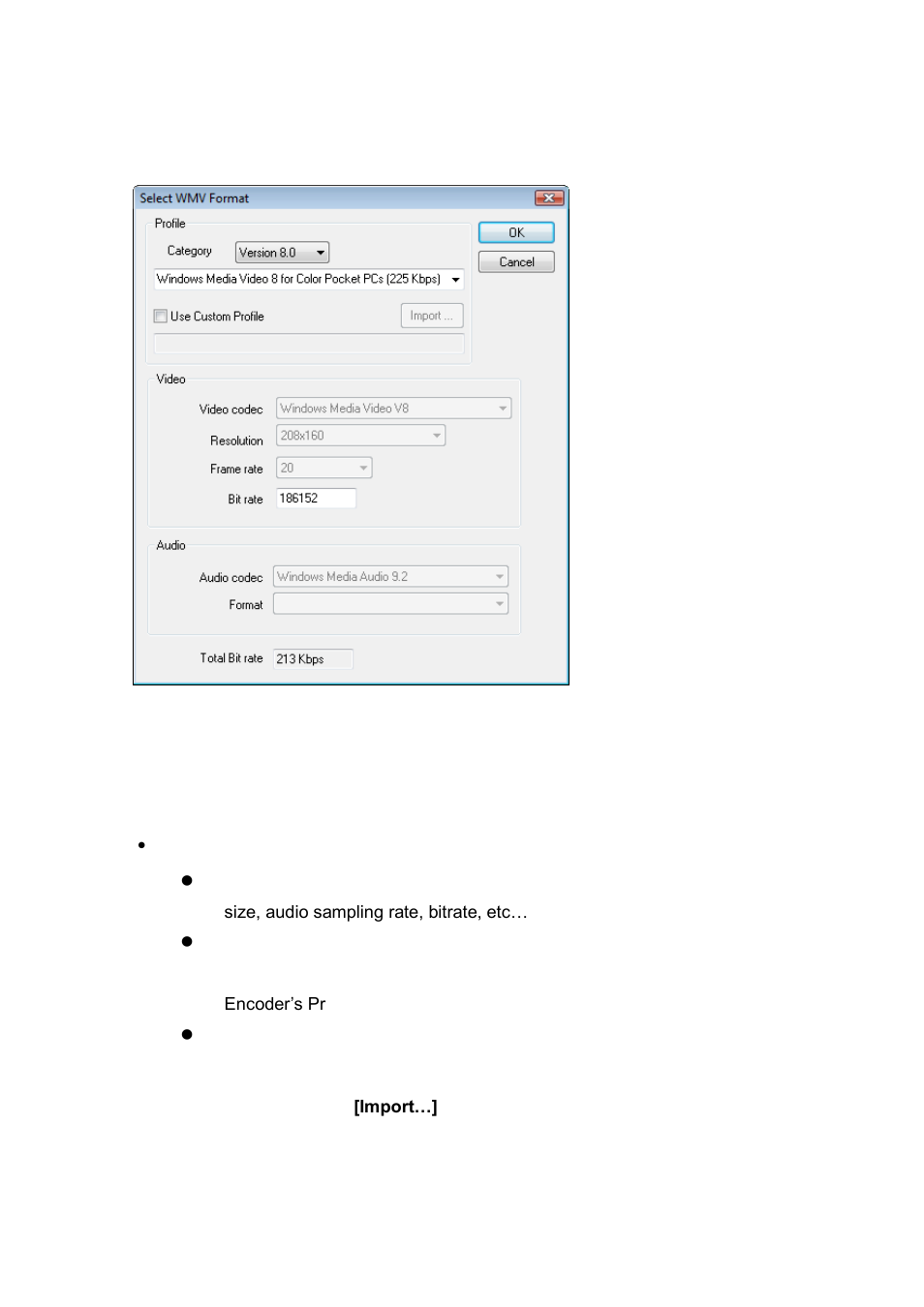 Wmv format settings | Honestech Claymation Studio 2.0 User Manual | Page 38 / 56