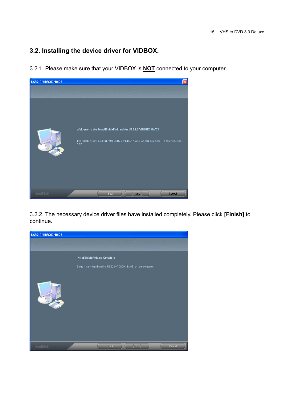 Installing the device driver for vidbox | Honestech VHS to DVD 3.0 Deluxe User Manual | Page 15 / 83
