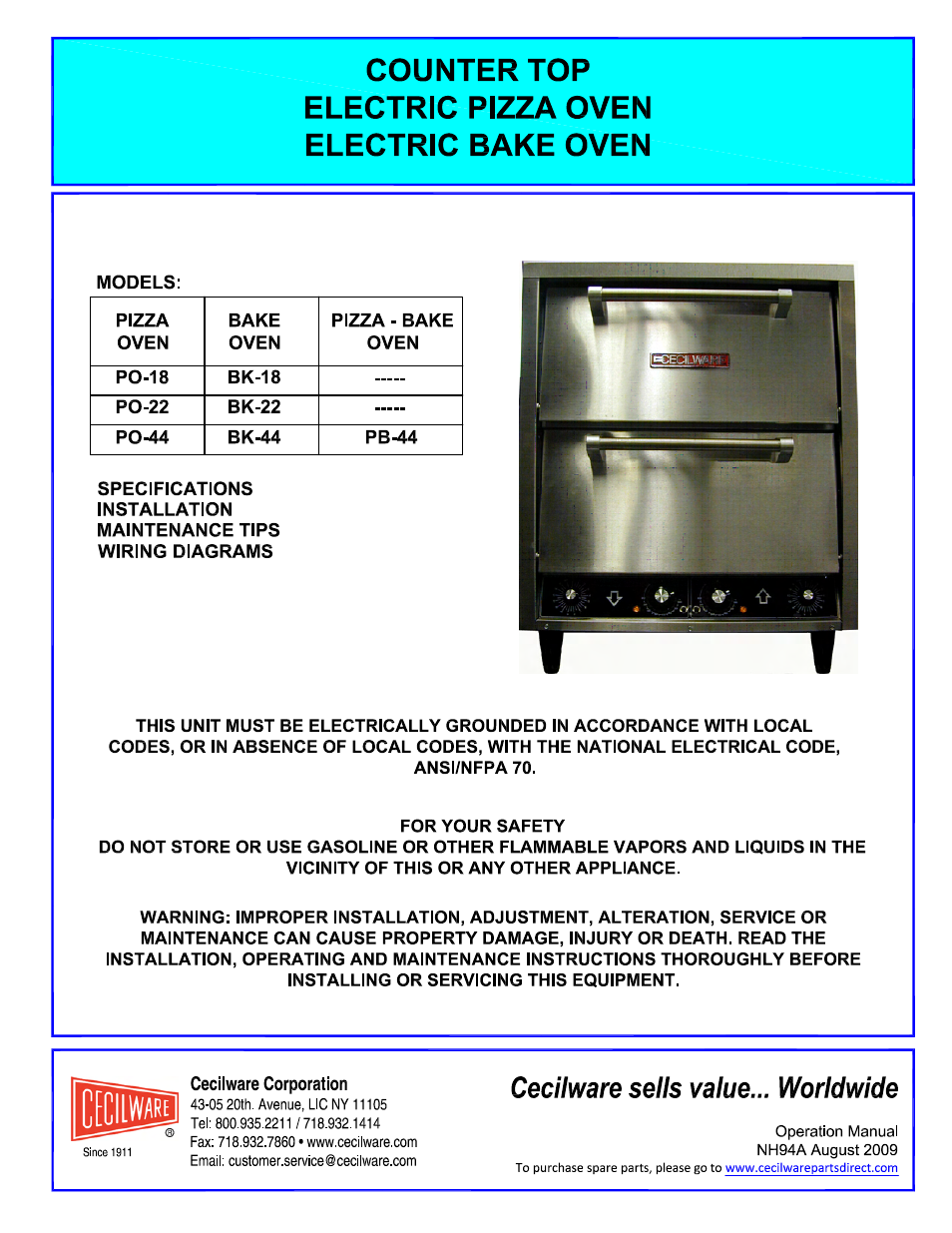 Cecilware PB-44 User Manual | 10 pages