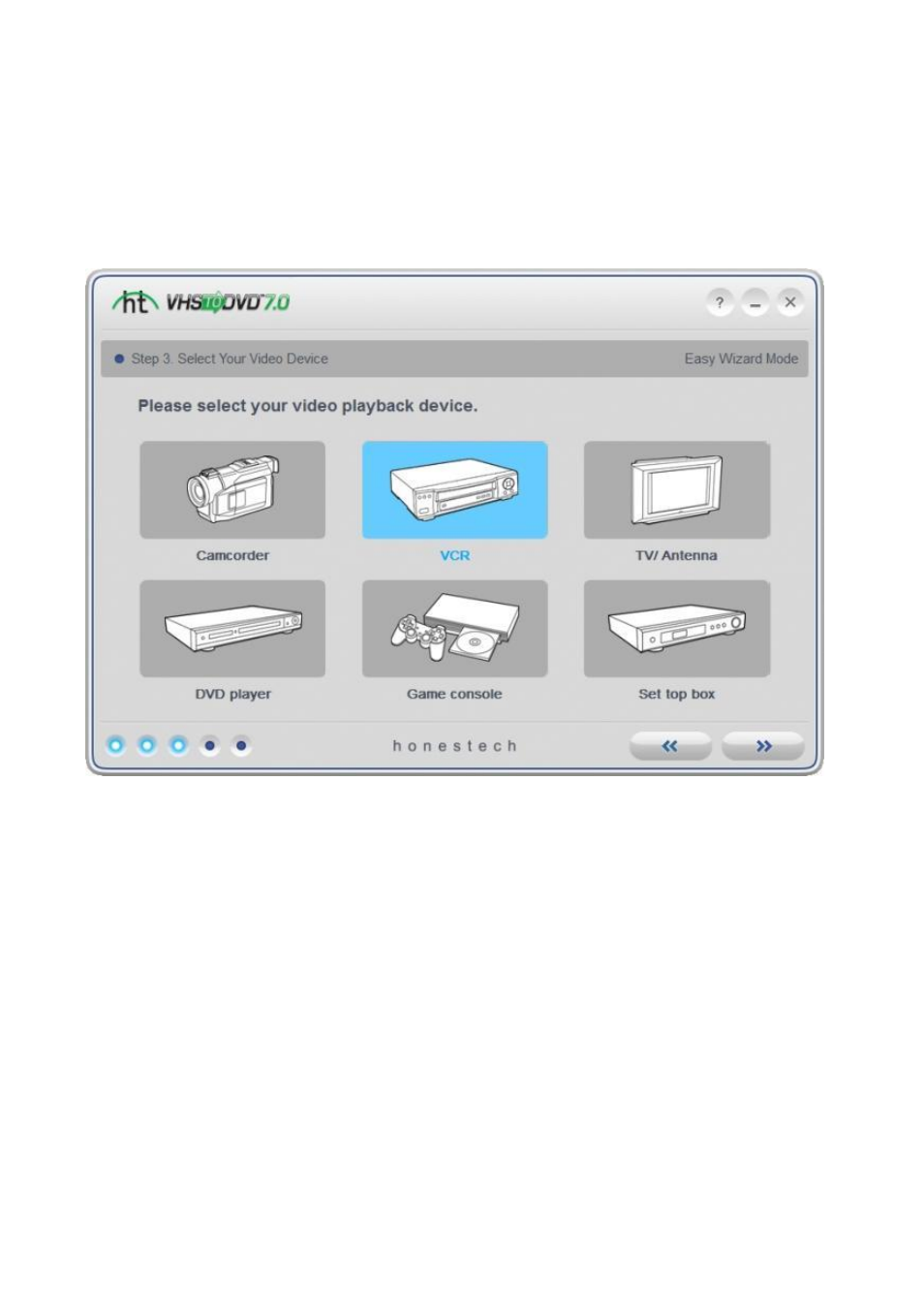 Step 3. select your video device | Honestech VHS to DVD 7.0 Deluxe User Manual | Page 20 / 78