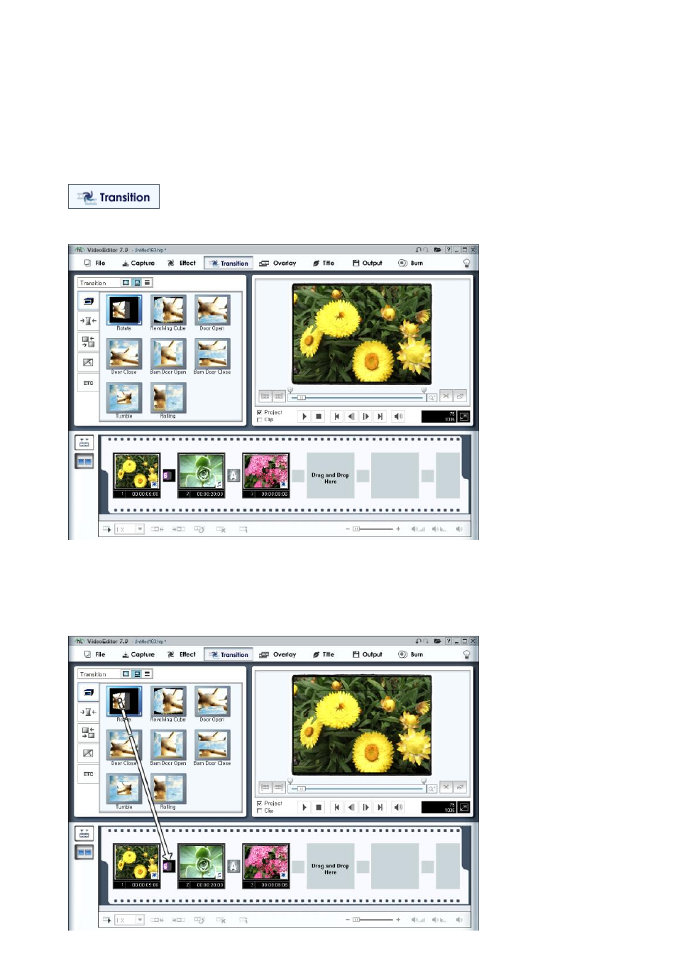 4 adding transition effects | Honestech Video Editor 7.0 User Manual | Page 35 / 76