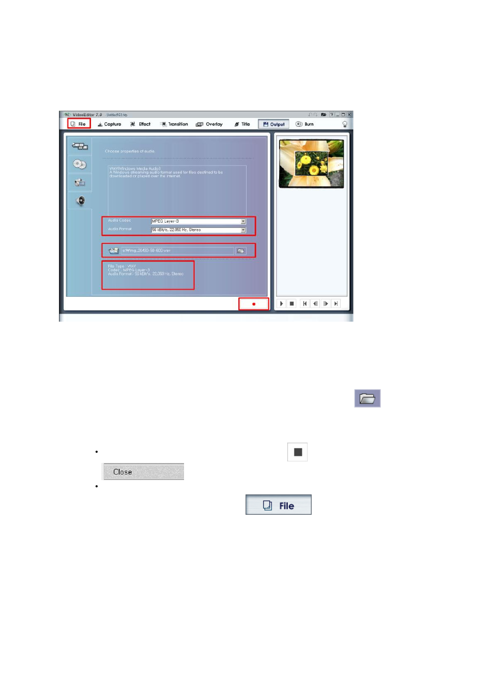 Creating audio files | Honestech Video Editor 7.0 User Manual | Page 50 / 76