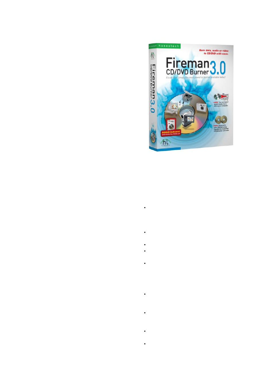 Fireman cd/dvd burner 3.0, Honestech | Honestech Video Editor 7.0 User Manual | Page 63 / 76