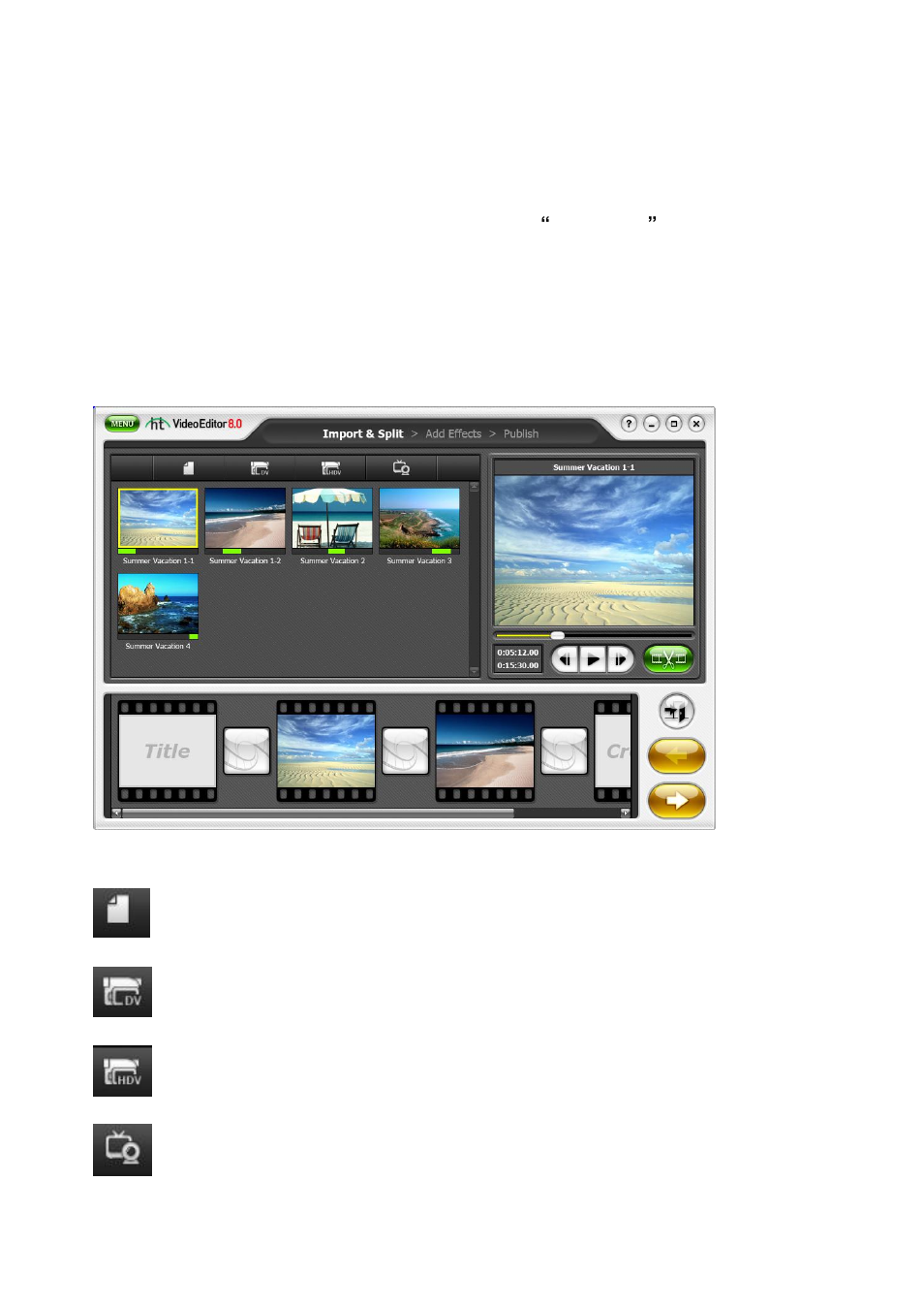 Using honestech video editor 8.0 (easy mode), Import or capture video | Honestech Video Editor 8.0 User Manual | Page 12 / 86