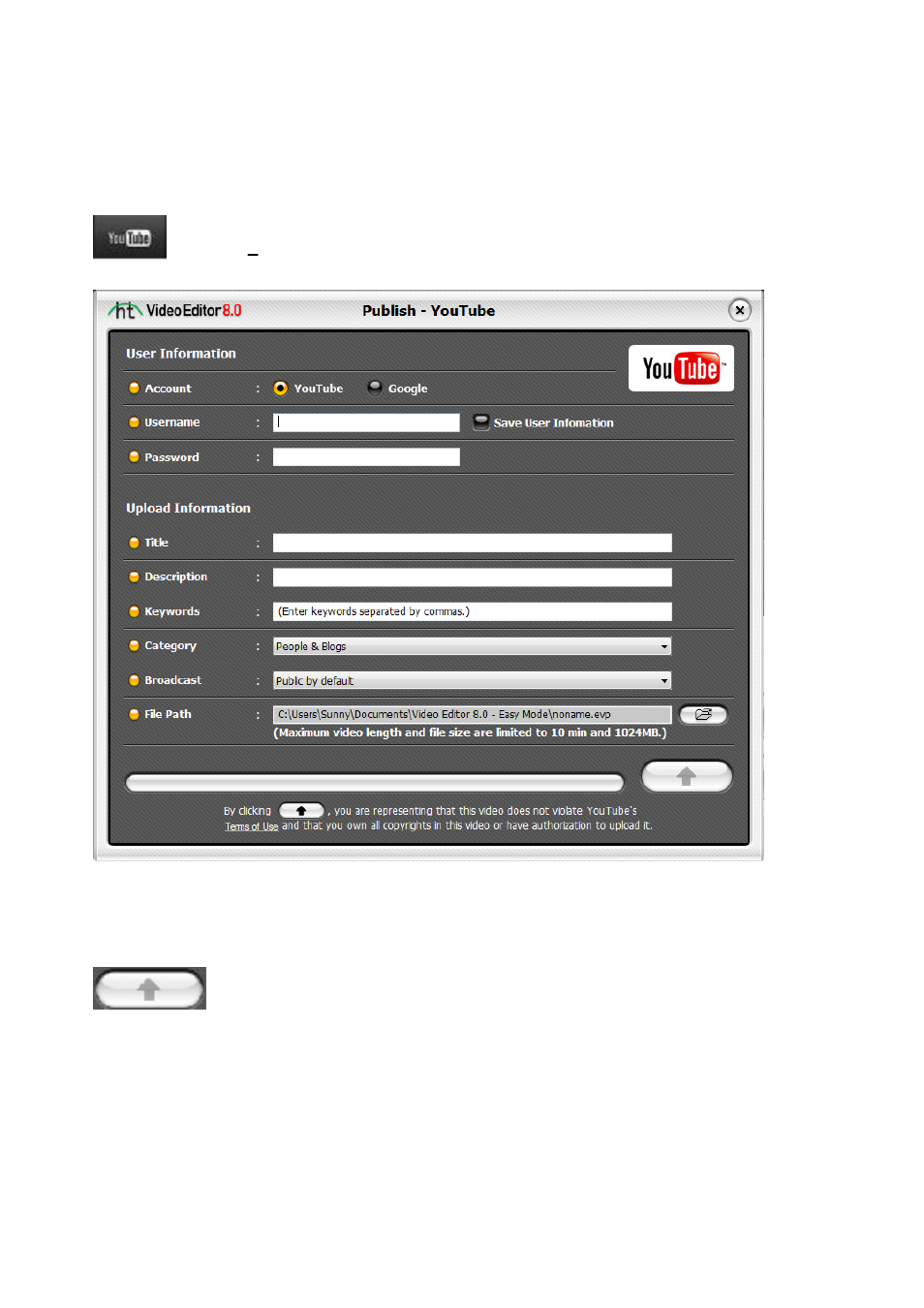 3 upload to youtube | Honestech Video Editor 8.0 User Manual | Page 32 / 86