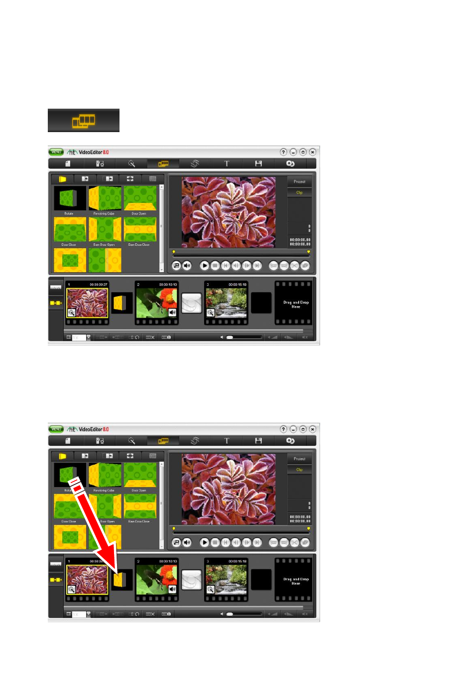 Adding transition effects | Honestech Video Editor 8.0 User Manual | Page 57 / 86