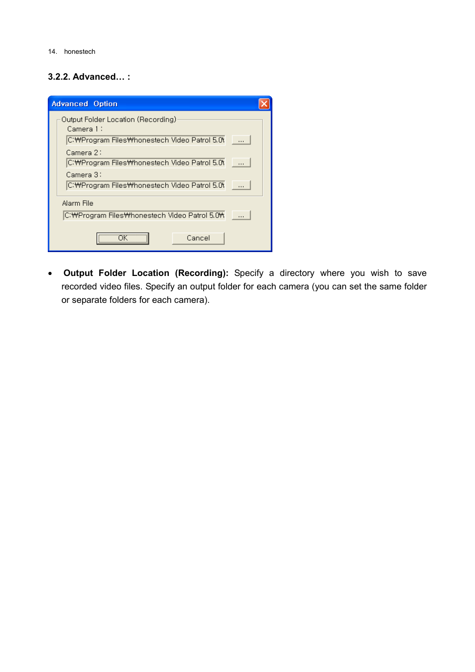 Advanced | Honestech Video Patrol 5.0 User Manual | Page 14 / 55