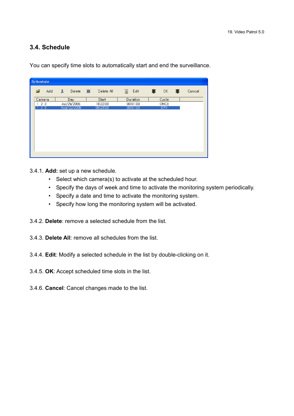 Schedule | Honestech Video Patrol 5.0 User Manual | Page 19 / 55