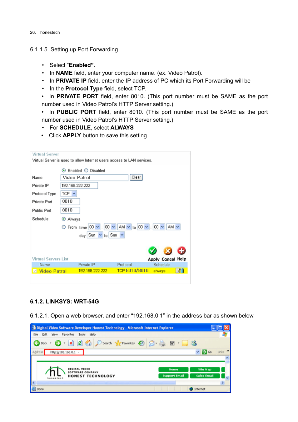 Linksys: wrt-54g | Honestech Video Patrol 5.0 User Manual | Page 26 / 55