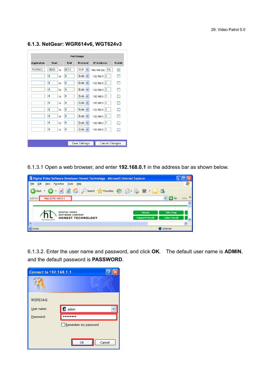 Netgear: wgr614v6, wgt624v3 | Honestech Video Patrol 5.0 User Manual | Page 29 / 55