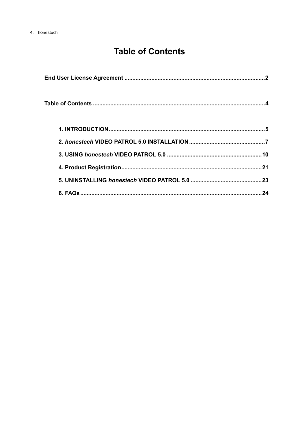 Honestech Video Patrol 5.0 User Manual | Page 4 / 55