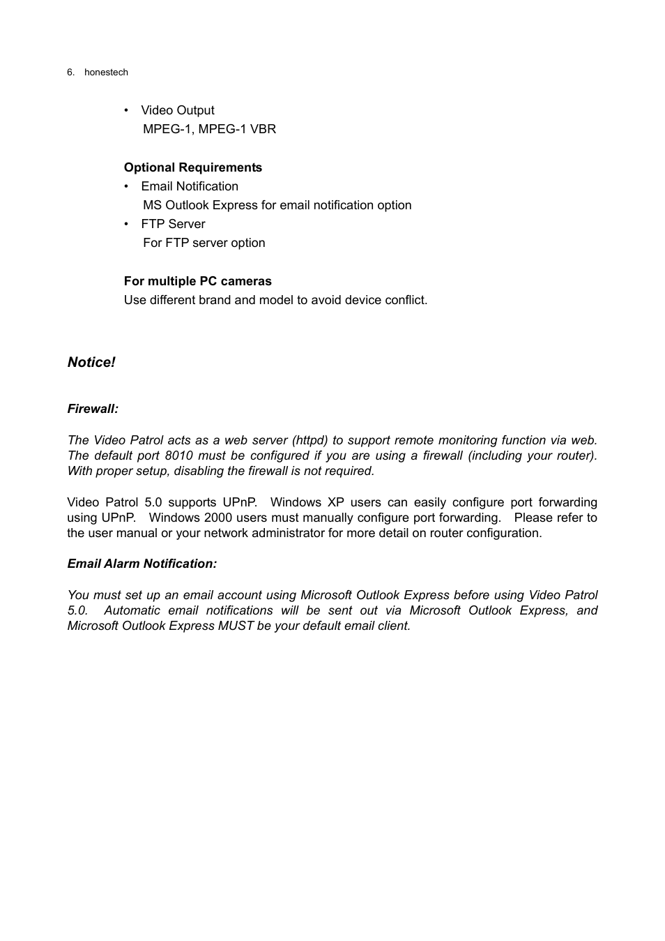 Honestech Video Patrol 5.0 User Manual | Page 6 / 55