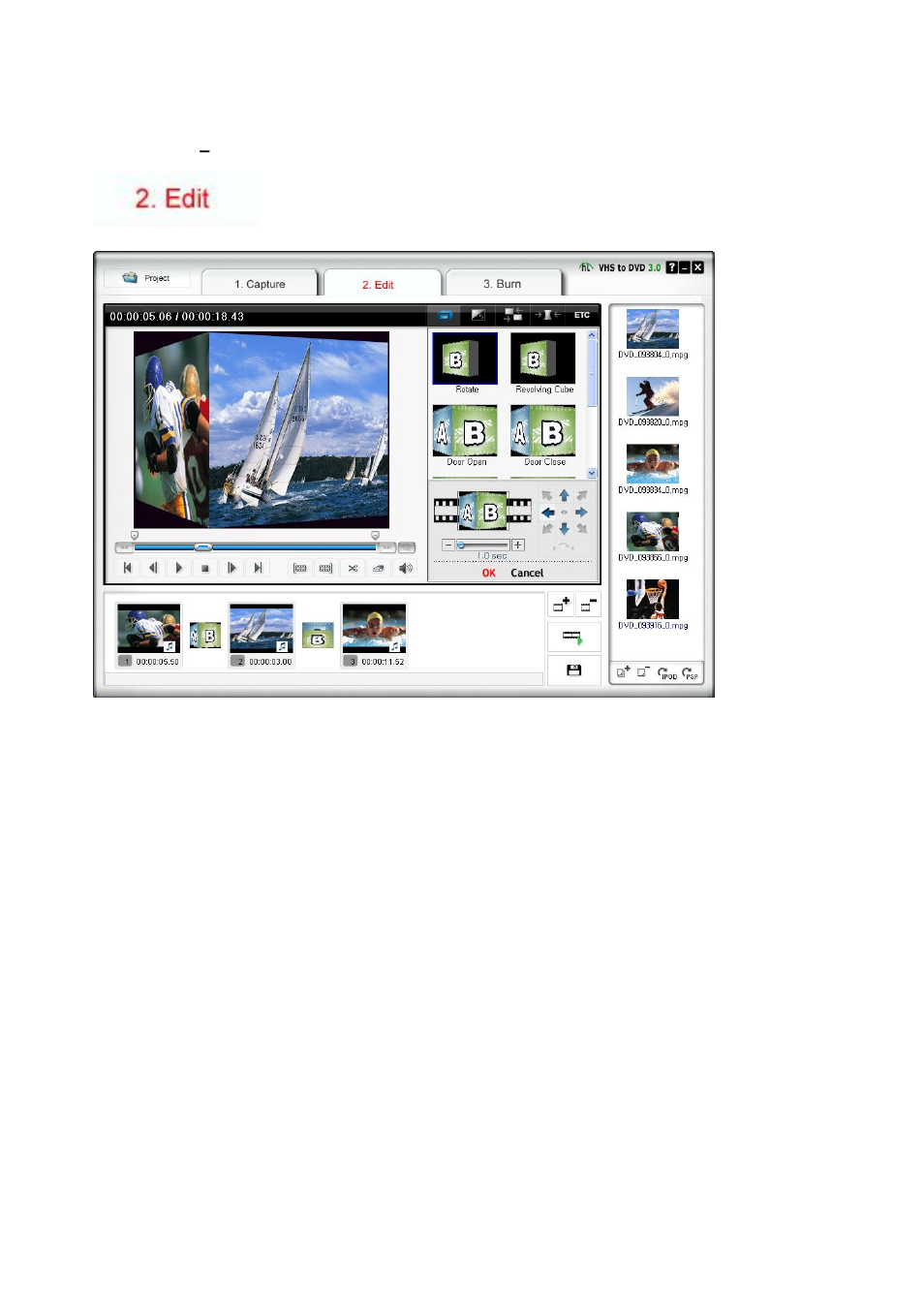 Step 2 – edit, Step 2, Edit | Honestech Video to DVD Converter Suite User Manual | Page 30 / 85