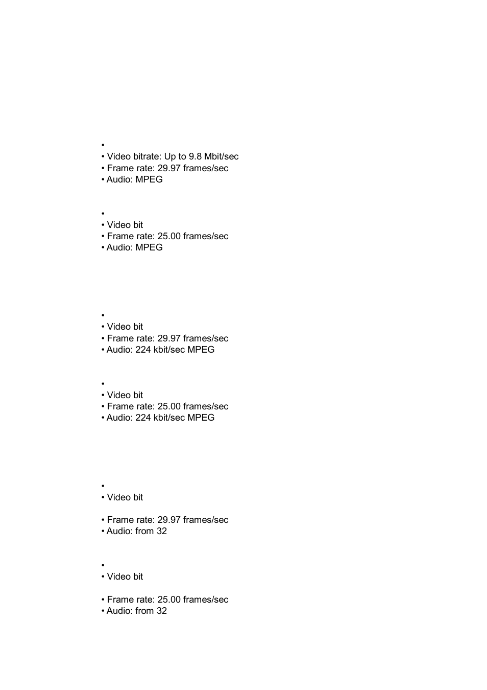 Output specification | Honestech Video to DVD Converter Suite User Manual | Page 67 / 85