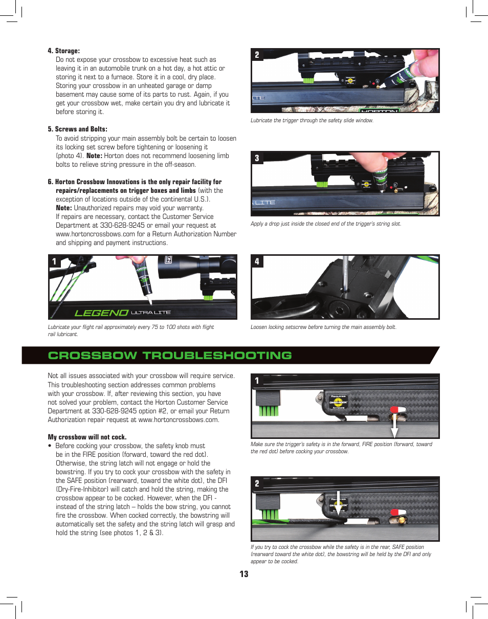 Crossbow troubleshooting | Horton General Crossbow User Manual | Page 13 / 16