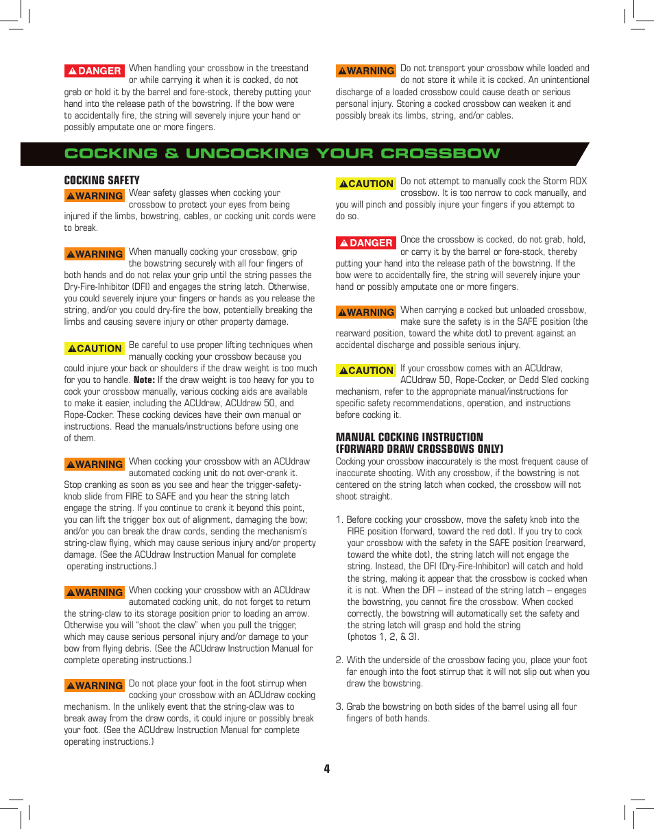 Cocking & uncocking your crossbow | Horton General Crossbow User Manual | Page 4 / 16